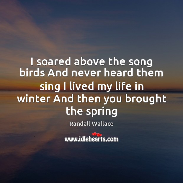 I soared above the song birds And never heard them sing I Randall Wallace Picture Quote