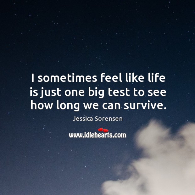 I sometimes feel like life is just one big test to see how long we can survive. Jessica Sorensen Picture Quote