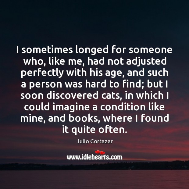 I sometimes longed for someone who, like me, had not adjusted perfectly Julio Cortazar Picture Quote