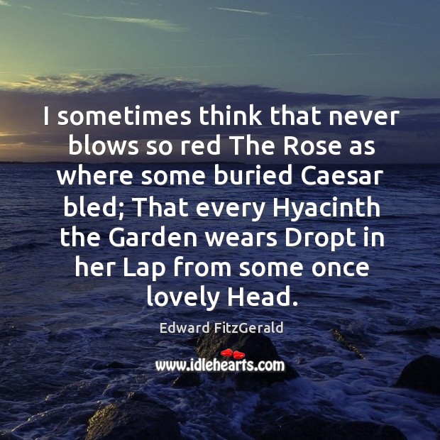 I sometimes think that never blows so red the rose as where some buried caesar bled Edward FitzGerald Picture Quote