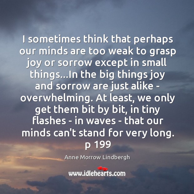 I sometimes think that perhaps our minds are too weak to grasp Anne Morrow Lindbergh Picture Quote
