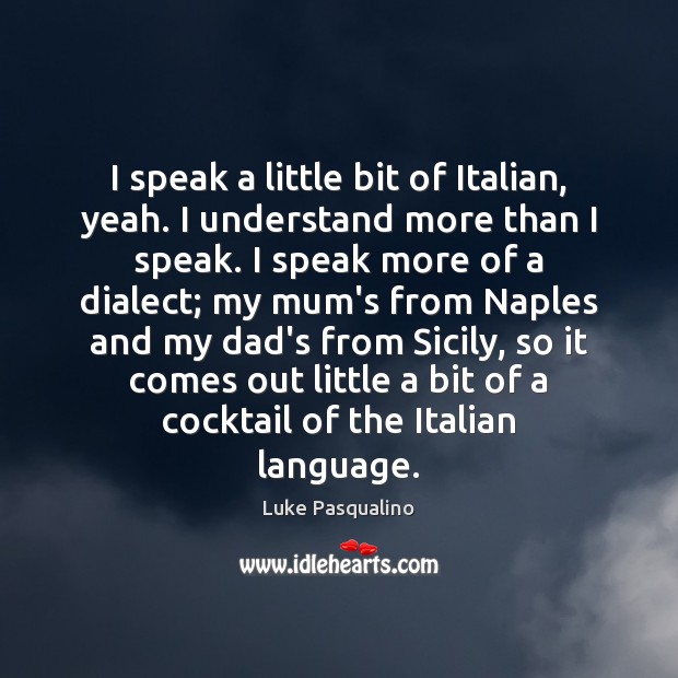 I speak a little bit of Italian, yeah. I understand more than Luke Pasqualino Picture Quote