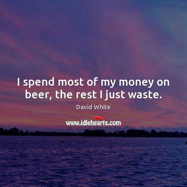 I spend most of my money on beer, the rest I just waste. Image