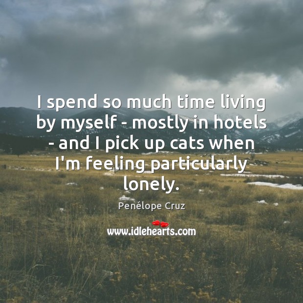 I spend so much time living by myself – mostly in hotels Penélope Cruz Picture Quote