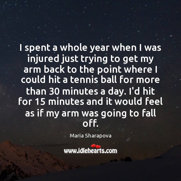 I spent a whole year when I was injured just trying to Image
