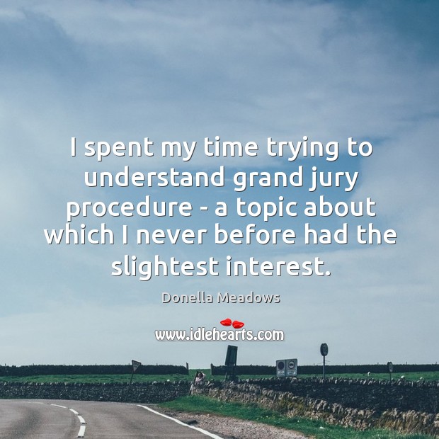 I spent my time trying to understand grand jury procedure – a Donella Meadows Picture Quote