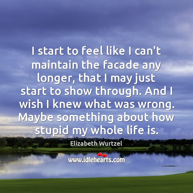 I start to feel like I can’t maintain the facade any longer, Elizabeth Wurtzel Picture Quote