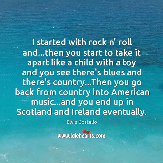 I started with rock n’ roll and…then you start to take Elvis Costello Picture Quote