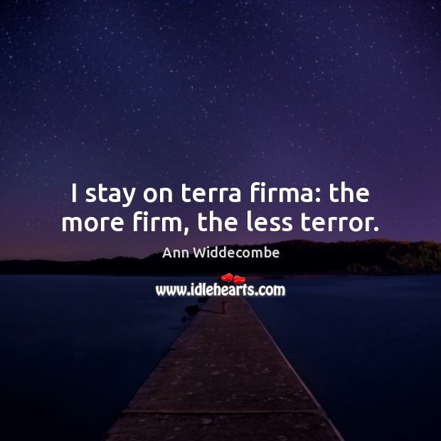 I stay on terra firma: the more firm, the less terror. Ann Widdecombe Picture Quote