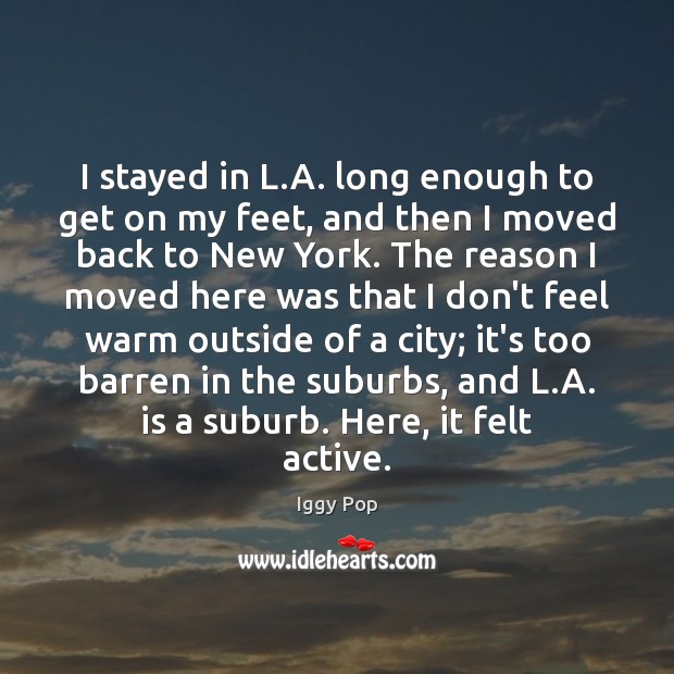 I stayed in L.A. long enough to get on my feet, Iggy Pop Picture Quote