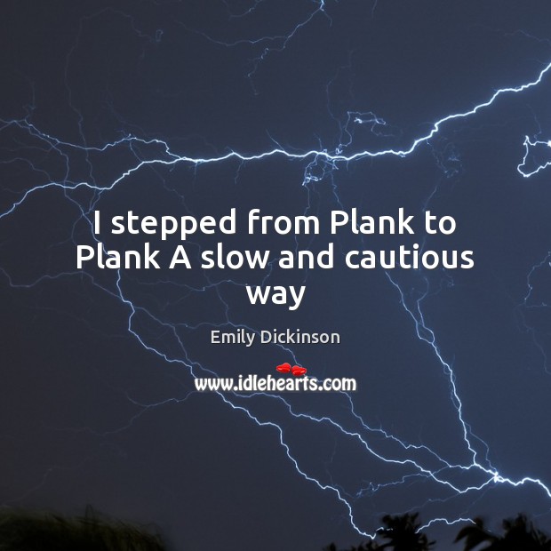 I stepped from Plank to Plank A slow and cautious way Emily Dickinson Picture Quote