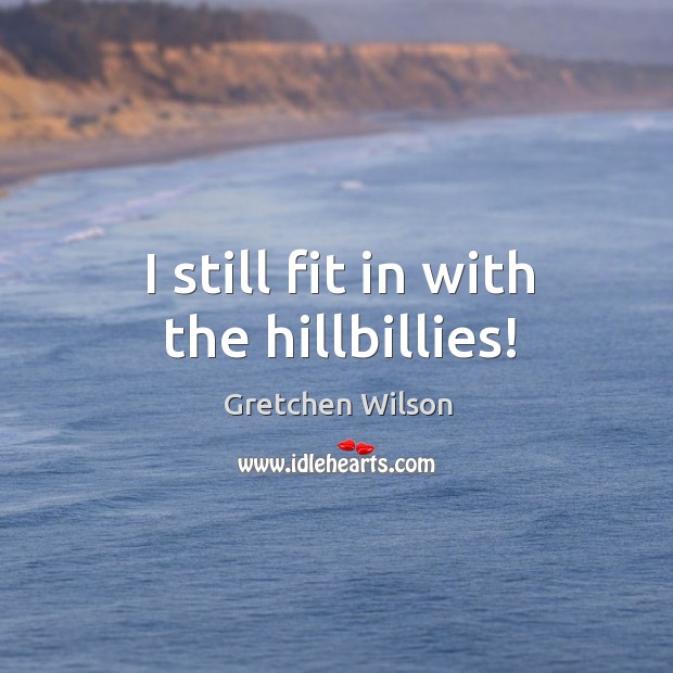 I still fit in with the hillbillies! Gretchen Wilson Picture Quote