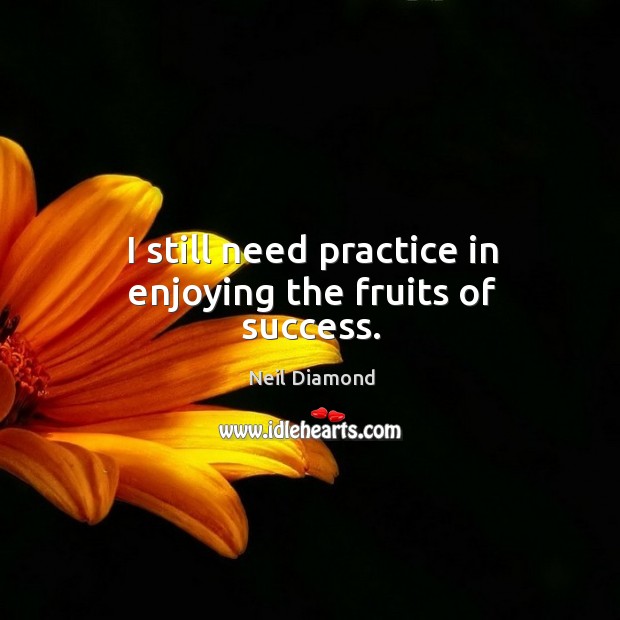 I still need practice in enjoying the fruits of success. Neil Diamond Picture Quote