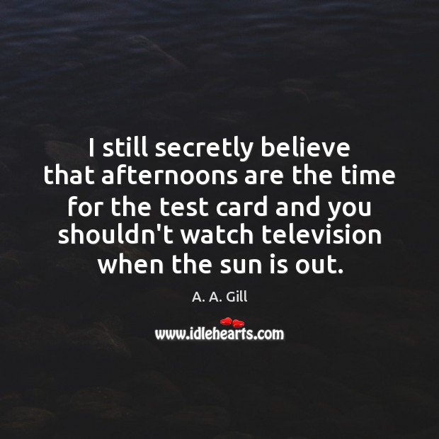 I still secretly believe that afternoons are the time for the test A. A. Gill Picture Quote