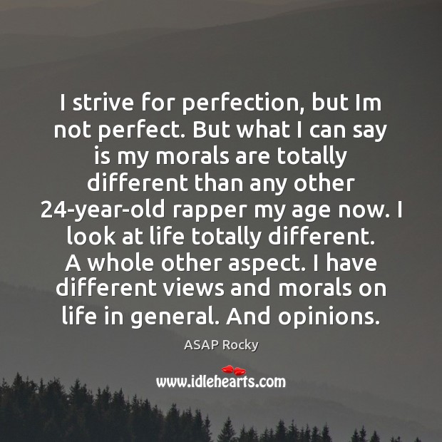 I strive for perfection, but Im not perfect. But what I can ASAP Rocky Picture Quote