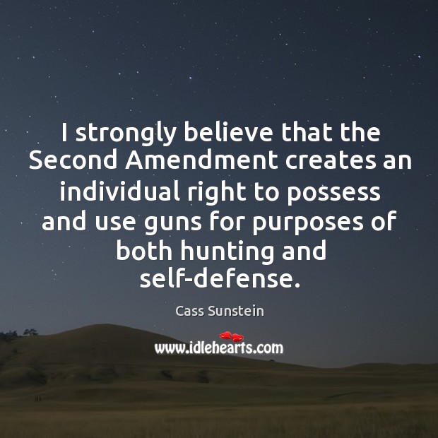 I strongly believe that the second amendment creates an individual right to possess and Cass Sunstein Picture Quote