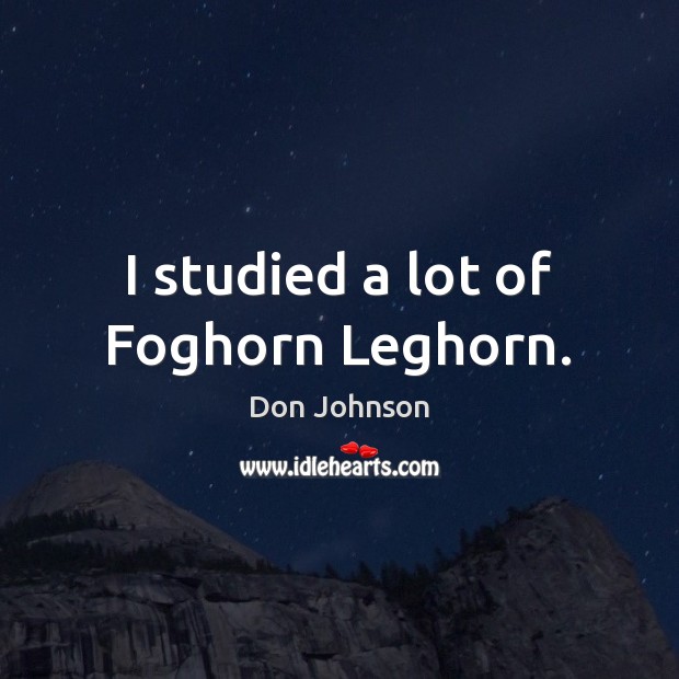 I studied a lot of Foghorn Leghorn. Don Johnson Picture Quote