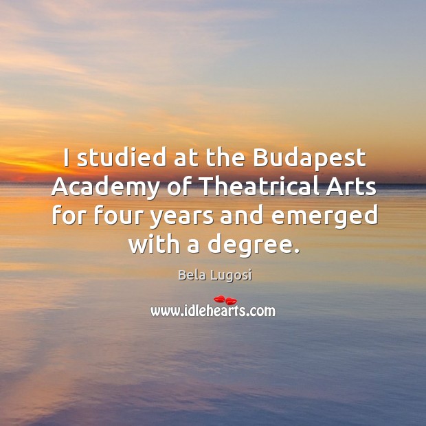 I studied at the budapest academy of theatrical arts for four years and emerged with a degree. Image