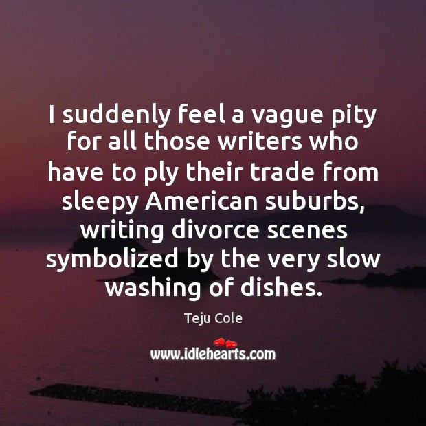 I suddenly feel a vague pity for all those writers who have Teju Cole Picture Quote