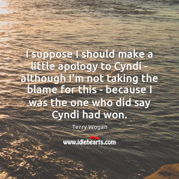 I suppose I should make a little apology to Cyndi – although Terry Wogan Picture Quote