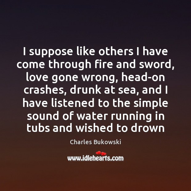 I suppose like others I have come through fire and sword, love Charles Bukowski Picture Quote