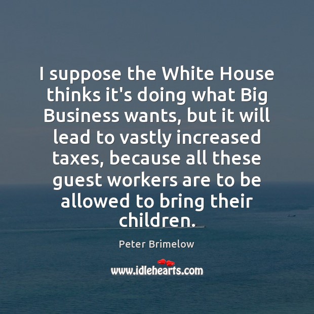 I suppose the White House thinks it’s doing what Big Business wants, Peter Brimelow Picture Quote