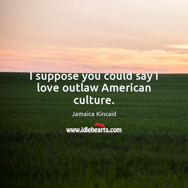 I suppose you could say I love outlaw American culture. Jamaica Kincaid Picture Quote