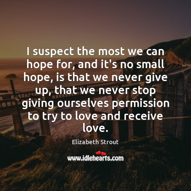 I suspect the most we can hope for, and it’s no small Elizabeth Strout Picture Quote