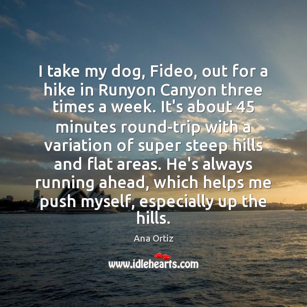 I take my dog, Fideo, out for a hike in Runyon Canyon Ana Ortiz Picture Quote