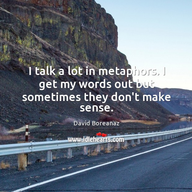 I talk a lot in metaphors. I get my words out but sometimes they don’t make sense. David Boreanaz Picture Quote