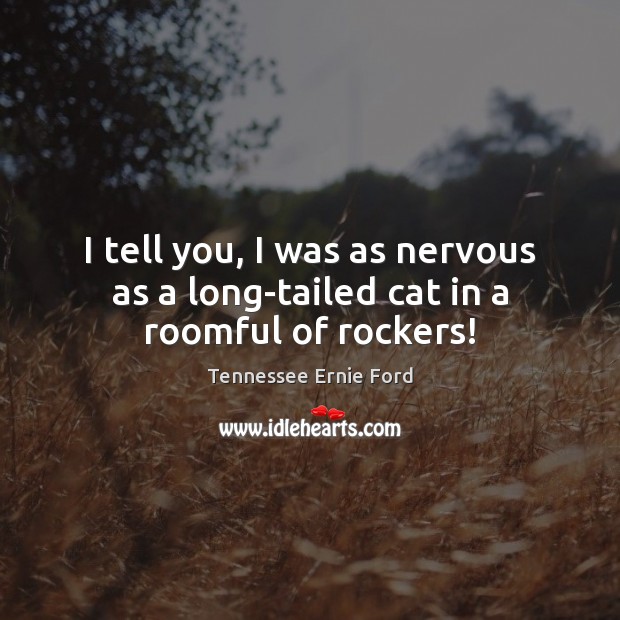 I tell you, I was as nervous as a long-tailed cat in a roomful of rockers! Tennessee Ernie Ford Picture Quote