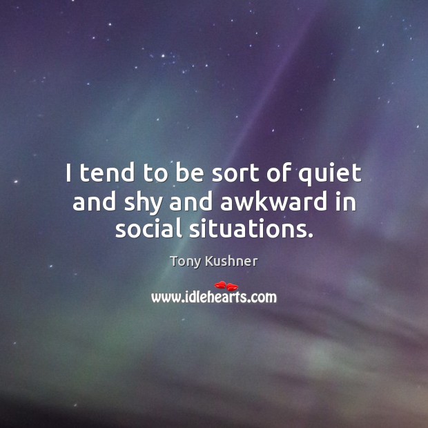 I tend to be sort of quiet and shy and awkward in social situations. Image