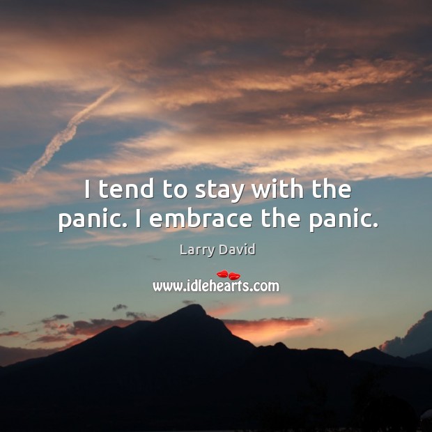 I tend to stay with the panic. I embrace the panic. Larry David Picture Quote