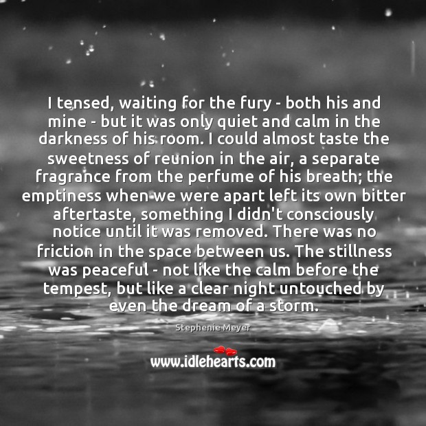 I tensed, waiting for the fury – both his and mine – Stephenie Meyer Picture Quote