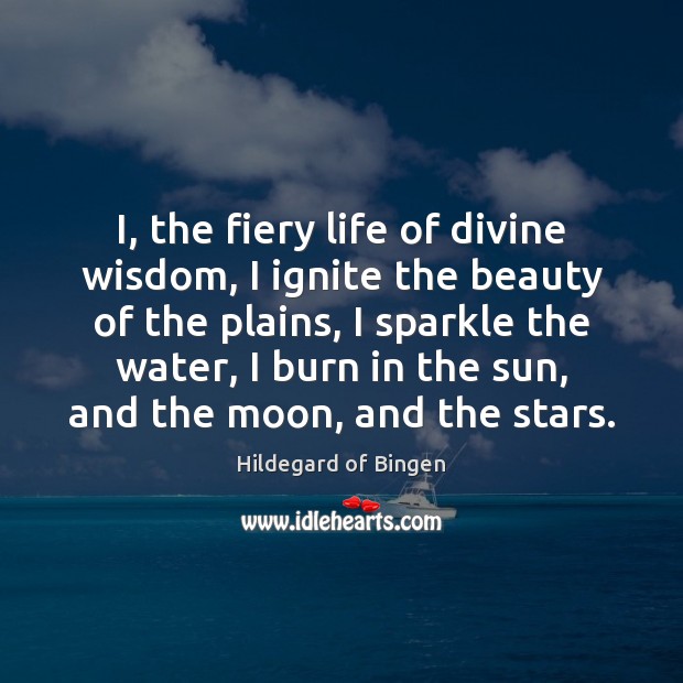 I, the fiery life of divine wisdom, I ignite the beauty of Hildegard of Bingen Picture Quote