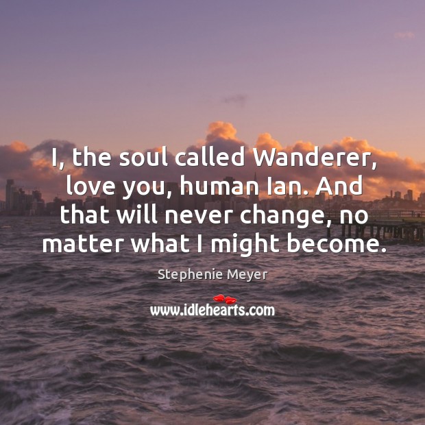 I, the soul called Wanderer, love you, human Ian. And that will Stephenie Meyer Picture Quote
