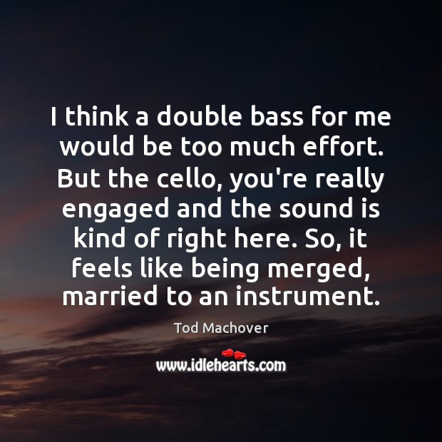 I think a double bass for me would be too much effort. Tod Machover Picture Quote