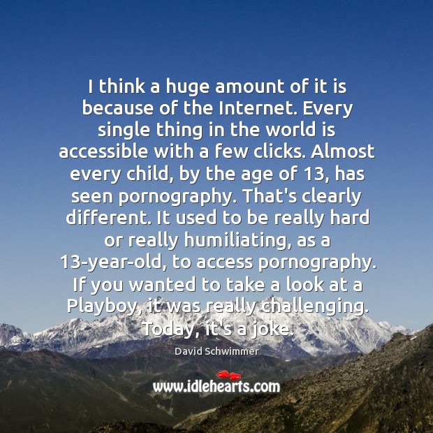I think a huge amount of it is because of the Internet. David Schwimmer Picture Quote