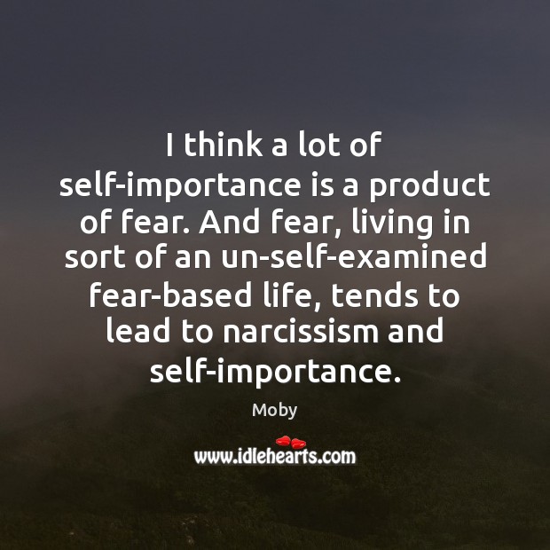 I think a lot of self-importance is a product of fear. And Moby Picture Quote