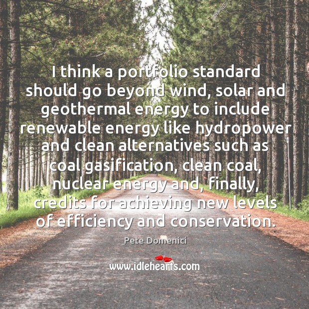 I think a portfolio standard should go beyond wind, solar and geothermal Pete Domenici Picture Quote