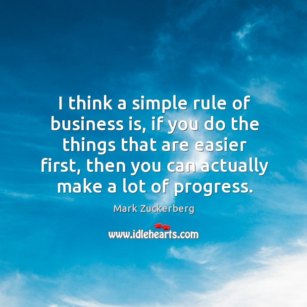 I think a simple rule of business is, if you do the things that are easier first Mark Zuckerberg Picture Quote