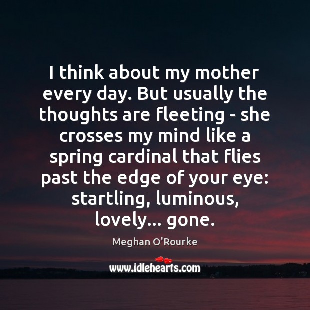 I think about my mother every day. But usually the thoughts are Image