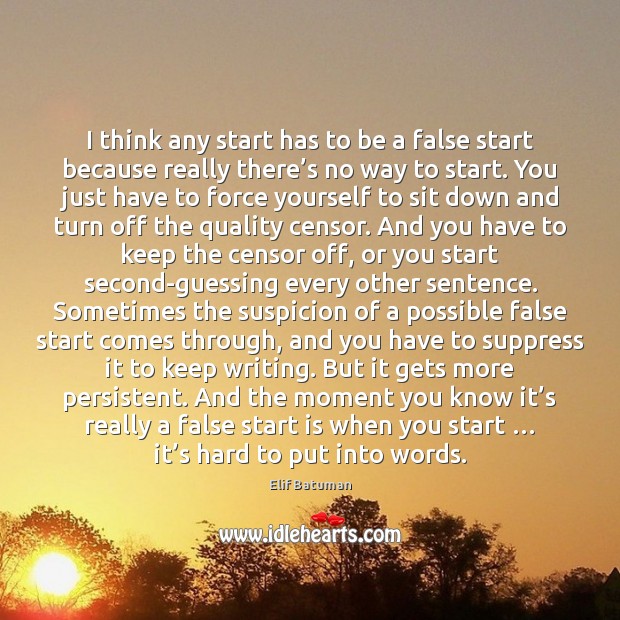 I think any start has to be a false start because really Elif Batuman Picture Quote