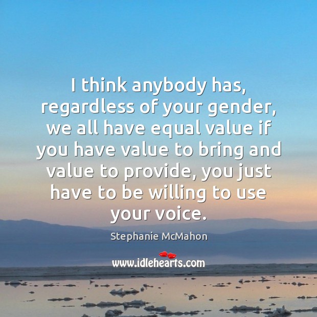 I think anybody has, regardless of your gender, we all have equal Stephanie McMahon Picture Quote