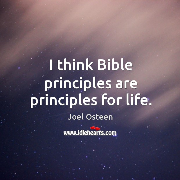 I think bible principles are principles for life. Joel Osteen Picture Quote