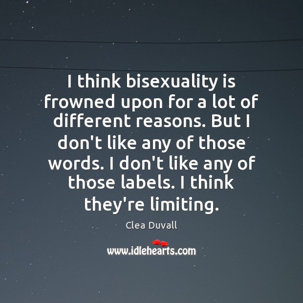 I think bisexuality is frowned upon for a lot of different reasons. Clea Duvall Picture Quote