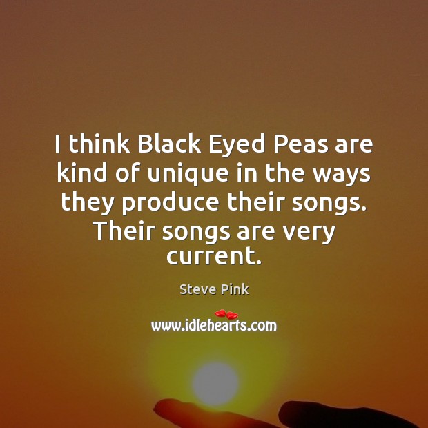 I think Black Eyed Peas are kind of unique in the ways Steve Pink Picture Quote