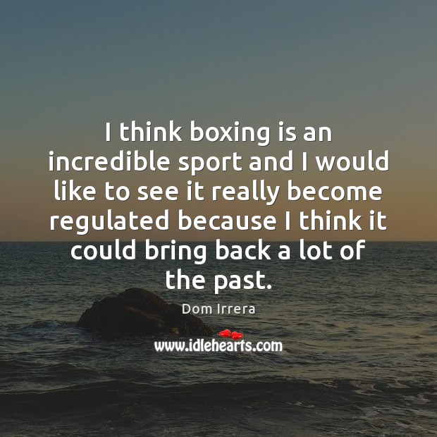 I think boxing is an incredible sport and I would like to Dom Irrera Picture Quote