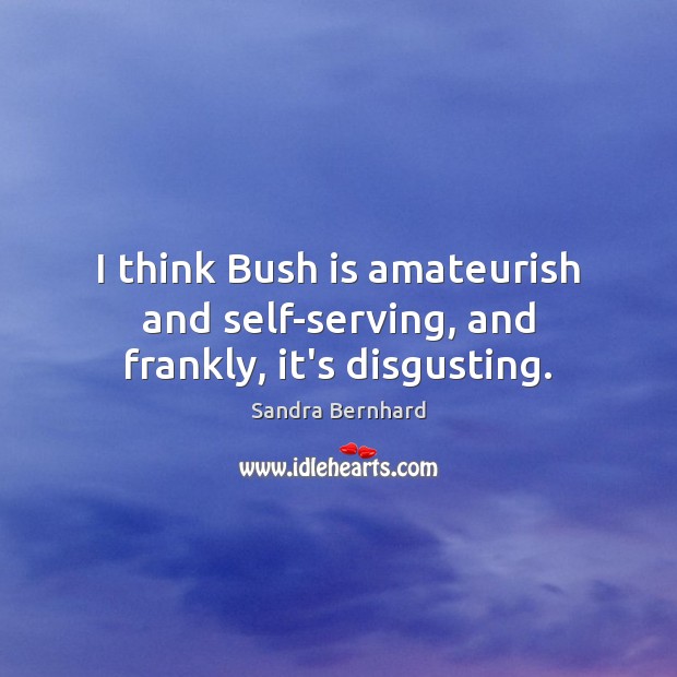 I think Bush is amateurish and self-serving, and frankly, it’s disgusting. 
