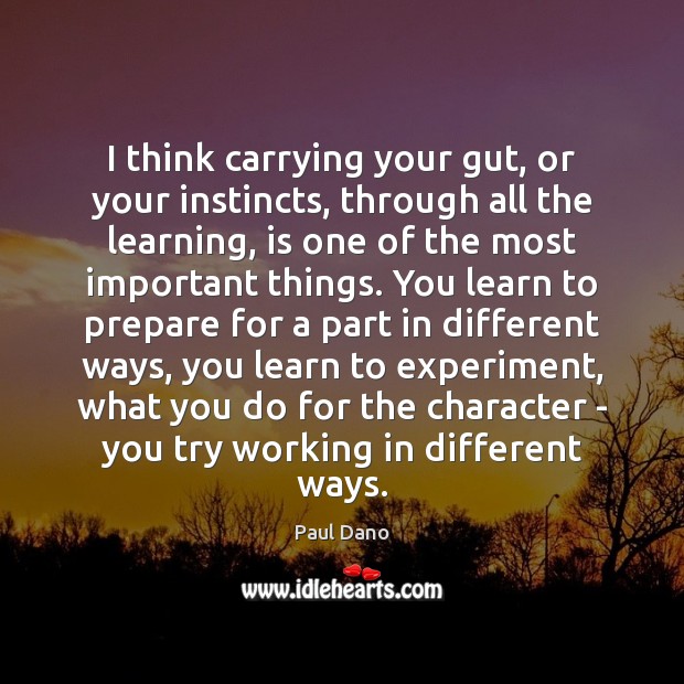 I think carrying your gut, or your instincts, through all the learning, Image